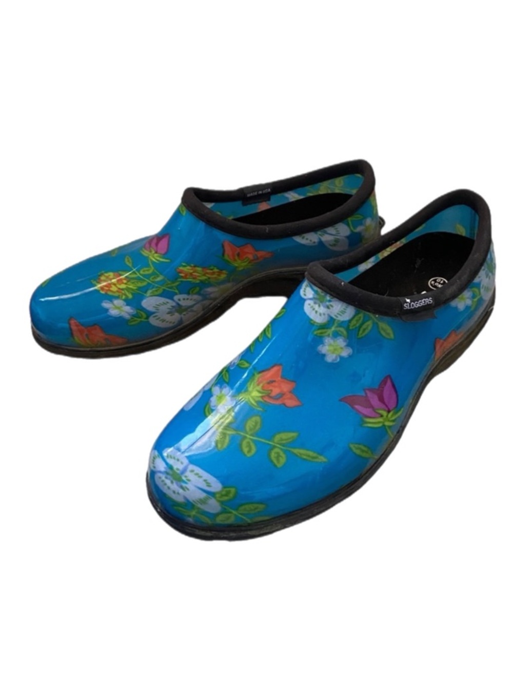 Sloggers Rubber Loafer Rain Shoes Sz 10 Gardening Floral Waterproof Comfy Lined